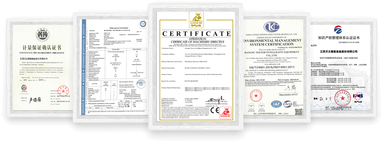 the certificate of autoclaving AAC block machine